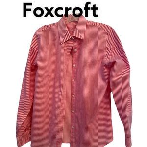 Foxcroft Button Down Pink & White striped Shirt sz4